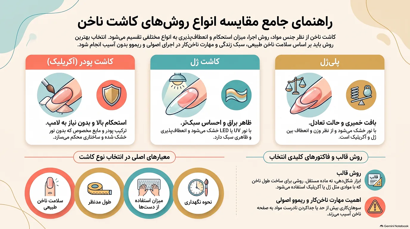 راهنمای مقایسه انواع کاشت ناخن