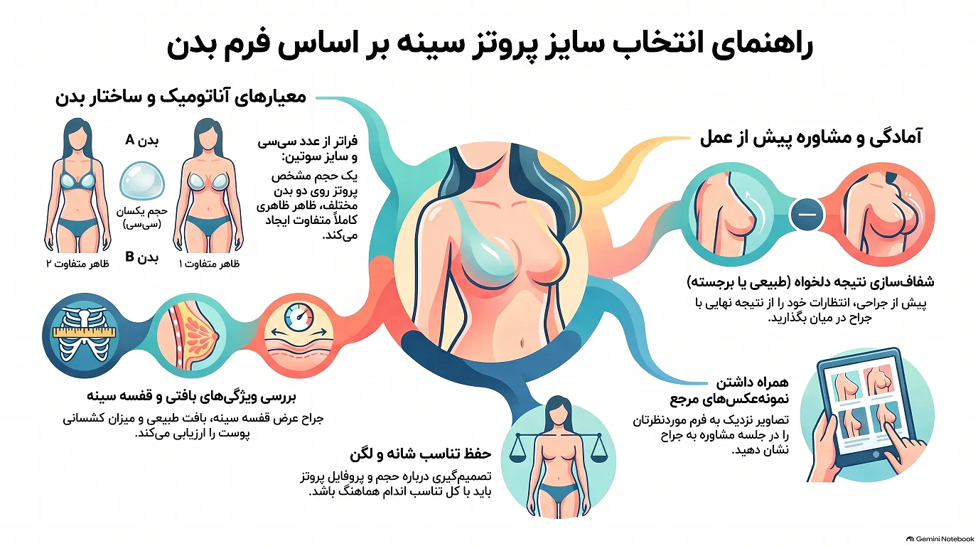 راهنمای انتخاب سایز پروتز سینه