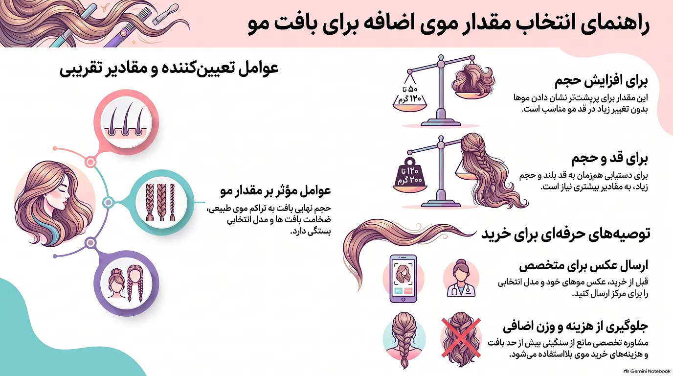 راهنمای انتخاب مقدار موی اضافی برای بافت مو