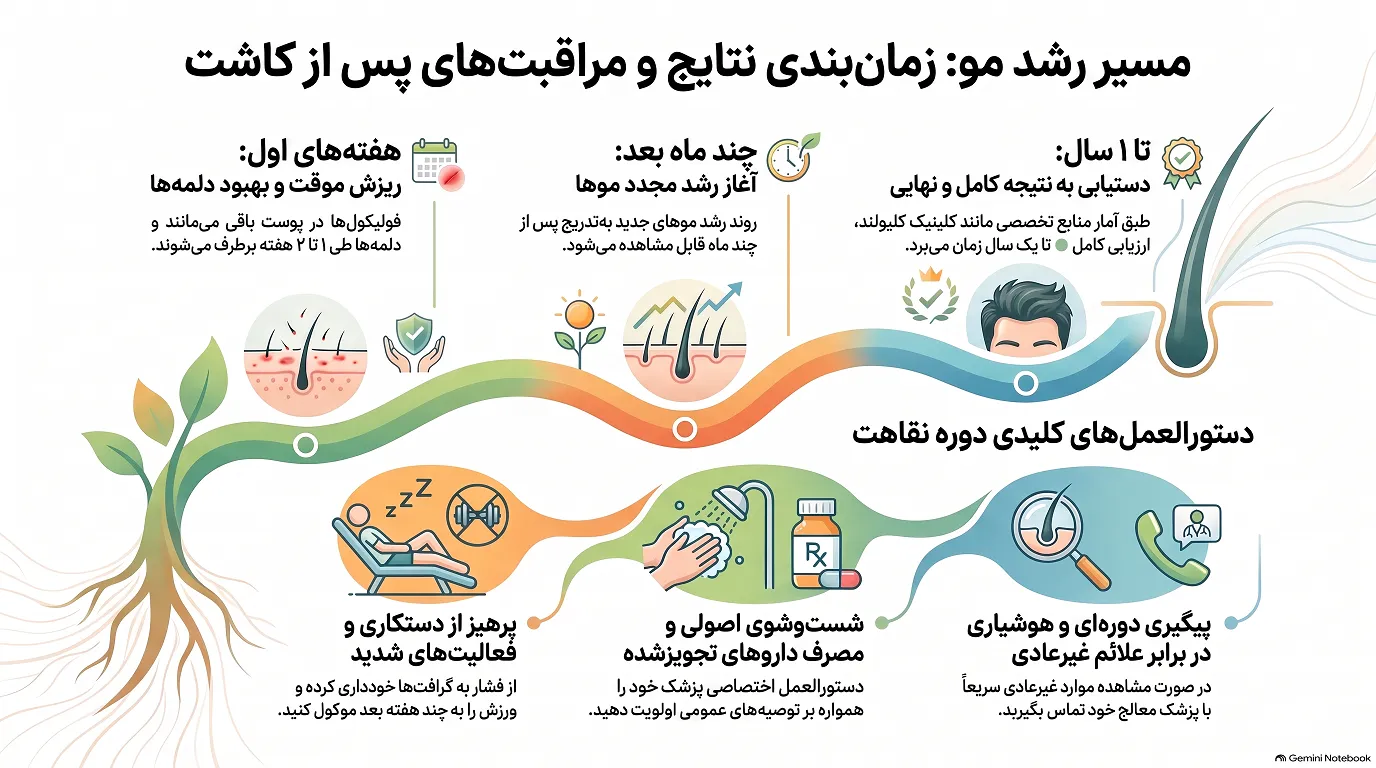 زمان و مراقبت از کاشت مو