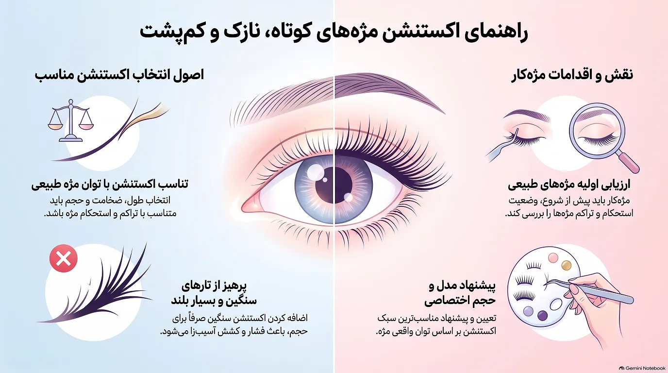 راهنمای اکستنشن مژه کم پشت